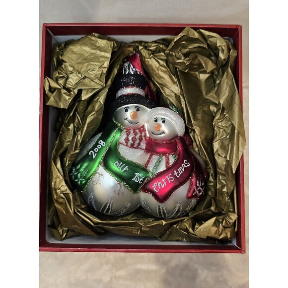 2008 Our 1st Christmas Waterford Heirloom‎ Ornaments Snowman Couple BNIP - Picture 2 of 7